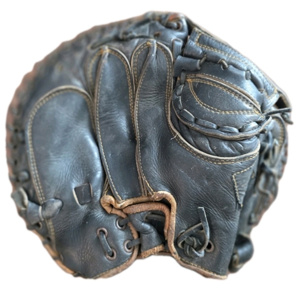Vintage Baseball Catcher's Mitt Gloves Genuine Professional Model Laced Antique